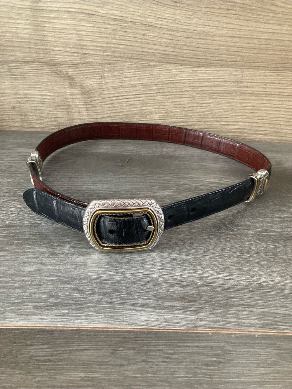 Brighton Marcus Two Tone Reversible Leather Belt size Medium
